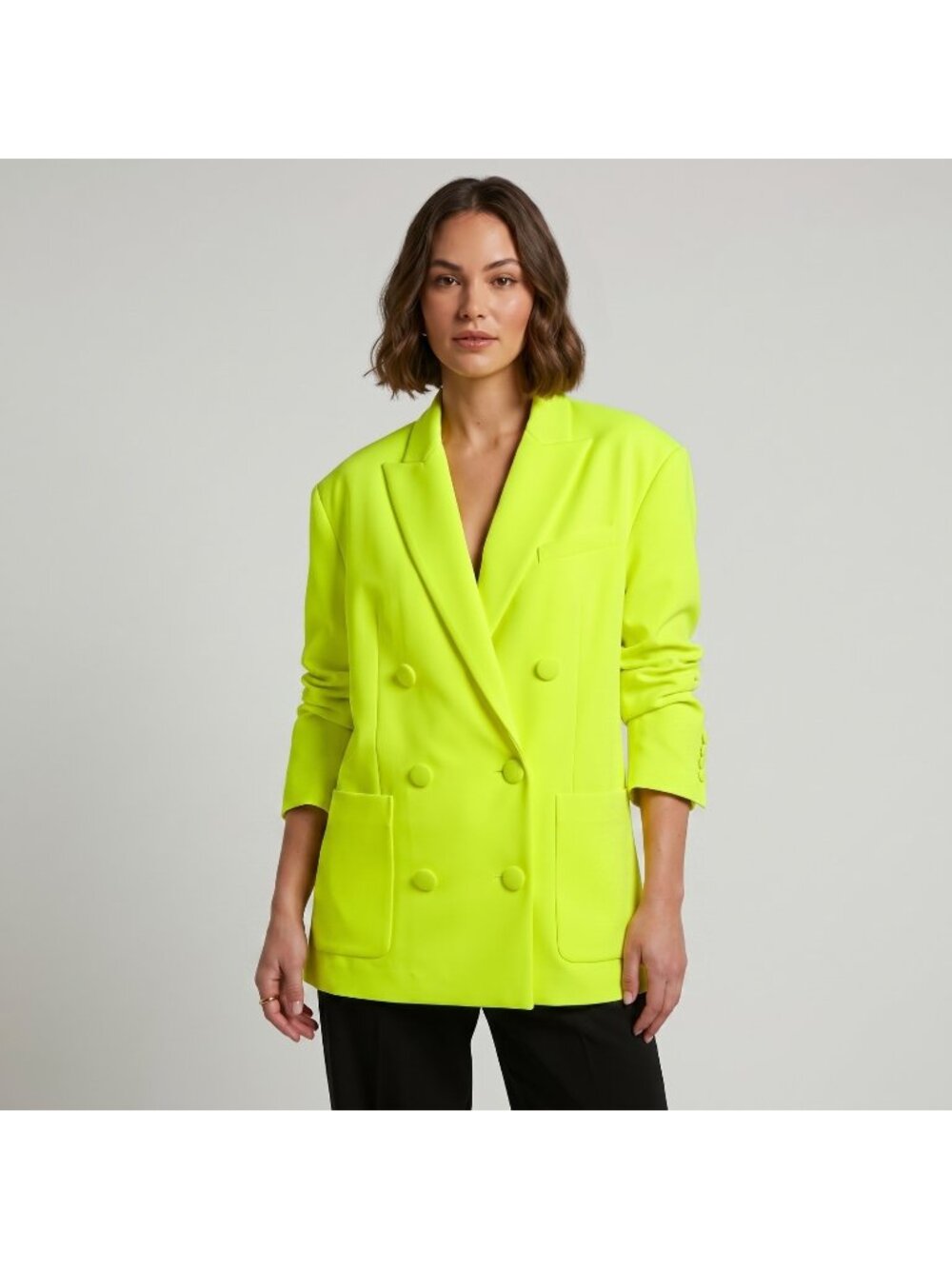 Balmain Double Breasted Boyfriend Blazer in Neon Yellow size 36 / US 4 $1995 NWT